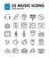 Line music icons set