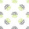 Line Oilfield icon isolated seamless pattern on white background. Natural resources, oil and gas production. Vector