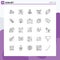 Line Pack of 25 Universal Symbols of currency, money, care, investment, debt
