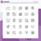 Line Pack of 25 Universal Symbols of data, analysis, folder antivirus, shopping, full
