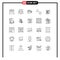 Line Pack of 25 Universal Symbols of full, cursor, gas, copy, painting