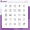 Line Pack of 25 Universal Symbols of interchange, exchange, theater tickets, duty, restaurant