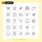 Line Pack of 25 Universal Symbols of presentation, graph, light, supplies, pencil