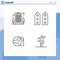 Line Pack of 4 Universal Symbols of apartment, earth, property, shop front, global