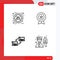 Line Pack of 4 Universal Symbols of target, computer, percentage, finance, link