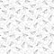 Line paper airplane seamless pattern. Flying black planes of different angles and dotted line trails on white background