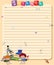 Line paper template with boys reading book