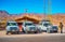 The line of parked cars of safari tour, Dahab, Sinai, Egypt