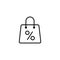 Line percent bag icon on white background
