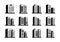 Line perspective icons company and vector buildings set, Black office collection on white background