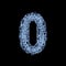 Line and point glowing light alphabet digit number 0 font