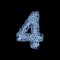 Line and point glowing light alphabet digit number 4 font