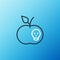 Line Poison apple icon isolated on blue background. Poisoned witch apple. Colorful outline concept. Vector