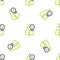 Line Poison flower icon isolated seamless pattern on white background. Vector