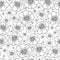 Line Poppies Illustration-Monochromatic Flowers.Seamless Repeat Pattern Background in Black and White.