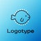 Line Puffer fish icon isolated on blue background. Fugu fish japanese puffer fish. Colorful outline concept. Vector