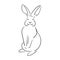 Line rabbit black outline isolated on white background, cute rabbit vector