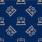 Line Railway station icon isolated seamless pattern on blue background. Vector