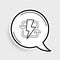 Line Recharging icon isolated on grey background. Electric energy sign. Colorful outline concept. Vector
