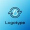 Line Recycle clean aqua icon isolated on blue background. Drop of water with sign recycling. Colorful outline concept