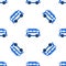Line Retro minivan icon isolated seamless pattern on white background. Old retro classic traveling van. Colorful outline