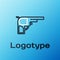 Line Revolver gun icon isolated on blue background. Colorful outline concept. Vector