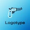 Line Revolver gun icon isolated on blue background. Colorful outline concept. Vector Illustration