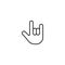Line rock hand sign on white background