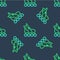 Line Roller skate icon isolated seamless pattern on blue background. Vector