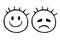 Line Sad and cheerful smiley, emoticons icons, Stylized smiling face and Sad Face Emoji