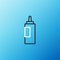 Line Sauce bottle icon isolated on blue background. Ketchup, mustard and mayonnaise bottles with sauce for fast food