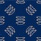Line Sausage icon isolated seamless pattern on blue background. Grilled sausage and aroma sign. Vector