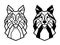 Line shapes Face dog Siberian Husky abstract creative vector design