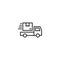 Line shipping truck icon on white background