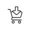line shopping card, trolley icon on white background