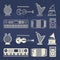 Line and silhouette classic music instruments icons