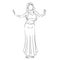 Line silhouette of young woman showing belly dance