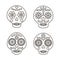 Line skull vector set. Day of the dead elements. Dia de los muertos holiday decoration