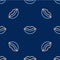 Line Smiling lips icon isolated seamless pattern on blue background. Smile symbol. Vector