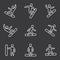 Line snowboard icons set