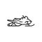 Line snowmobile icon isolated on transparent background.