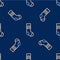 Line Socks icon isolated seamless pattern on blue background. Vector