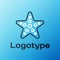 Line Starfish icon isolated on blue background. Colorful outline concept. Vector Illustration