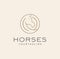 Line Style Circle Horse Stallion Logo Design Template Vector Stock