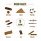 Line style icon collection - wood waste elements.