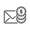 line style icon design of email and stack of coin for payment notification