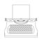 Line style icon of a typewriter machine. Journalist equipment. Vintage tehnology. Keyboard. Antique equipment. Vector.