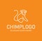 Line style logotype template with a Chimpanzee Monkey Logo Vector Design Icon. Minimalist Unique Simple Sign Animal Mono Line