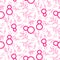 Line style pink on white floral March 8 seamless pattern.