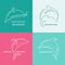 Line style whale - thin line style vector illustration